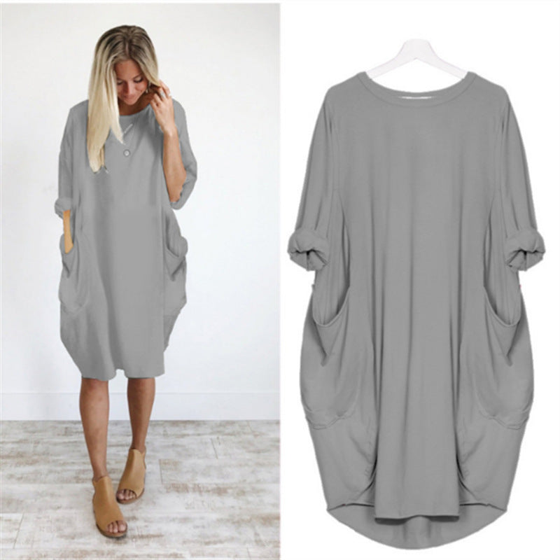 Vestido solto de manga comprida Wolff Bella