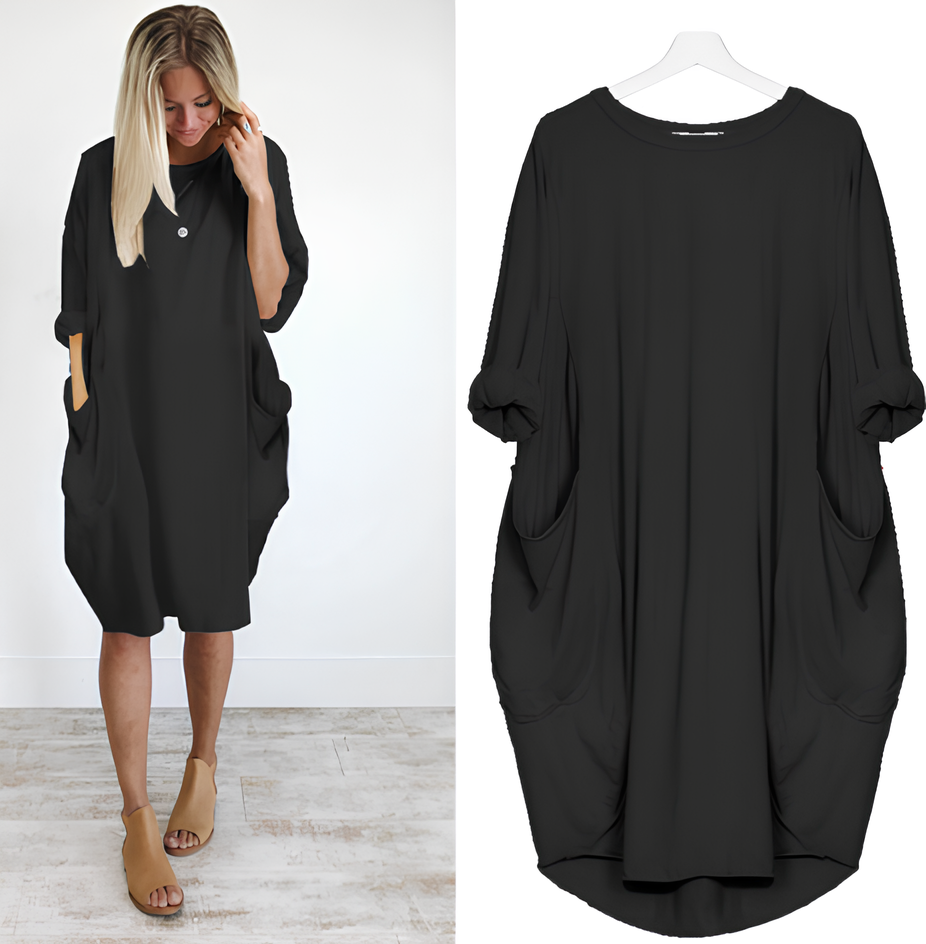 Vestido solto de manga comprida Wolff Bella