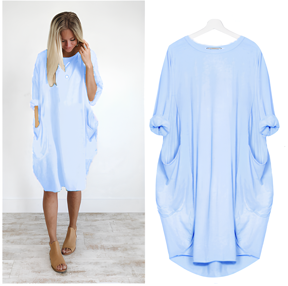 Vestido solto de manga comprida Wolff Bella