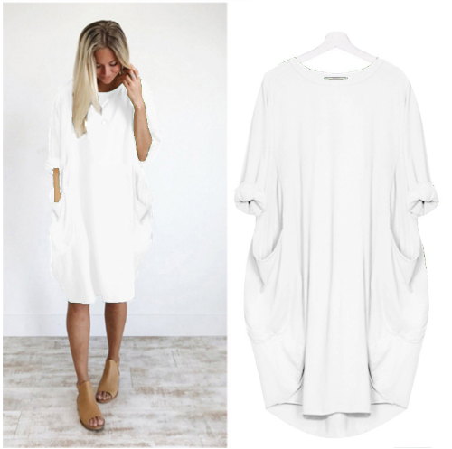 Vestido solto de manga comprida Wolff Bella
