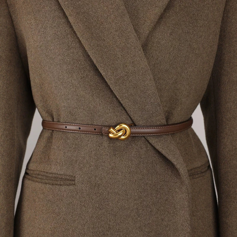 Cinto Feminino de Couro Legitimo Nó Elegante
