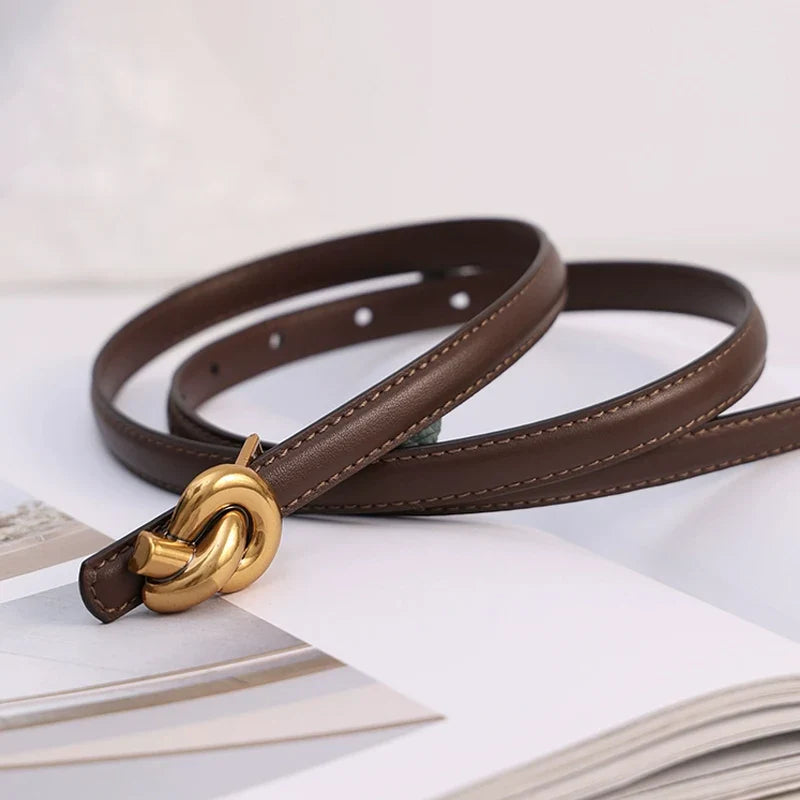 Cinto Feminino de Couro Legitimo Nó Elegante
