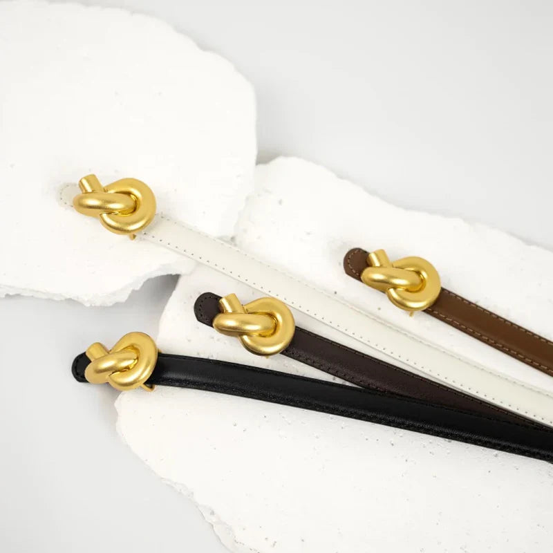 Cinto Feminino de Couro Legitimo Nó Elegante