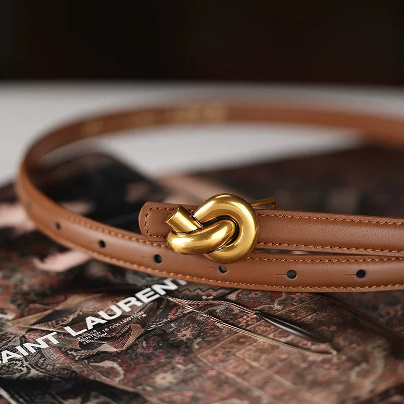 Cinto Feminino de Couro Legitimo Nó Elegante