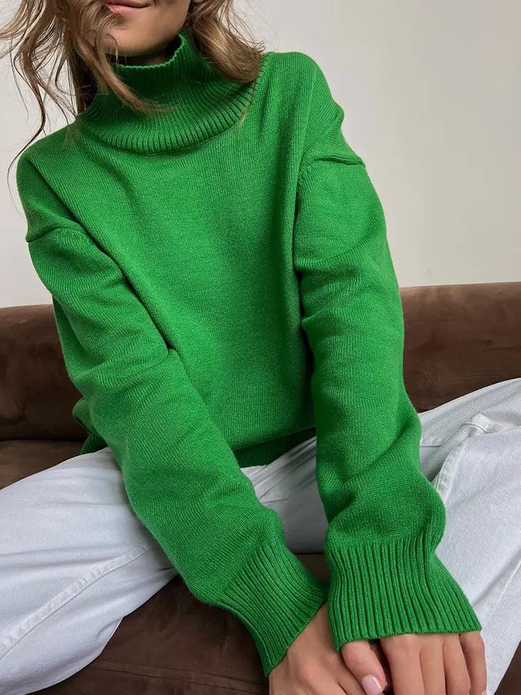 Suéter Feminino Tricotado de Algodão Charme