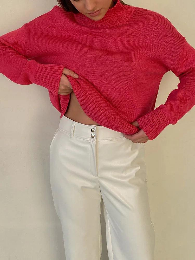 Suéter Feminino Tricotado de Algodão Charme